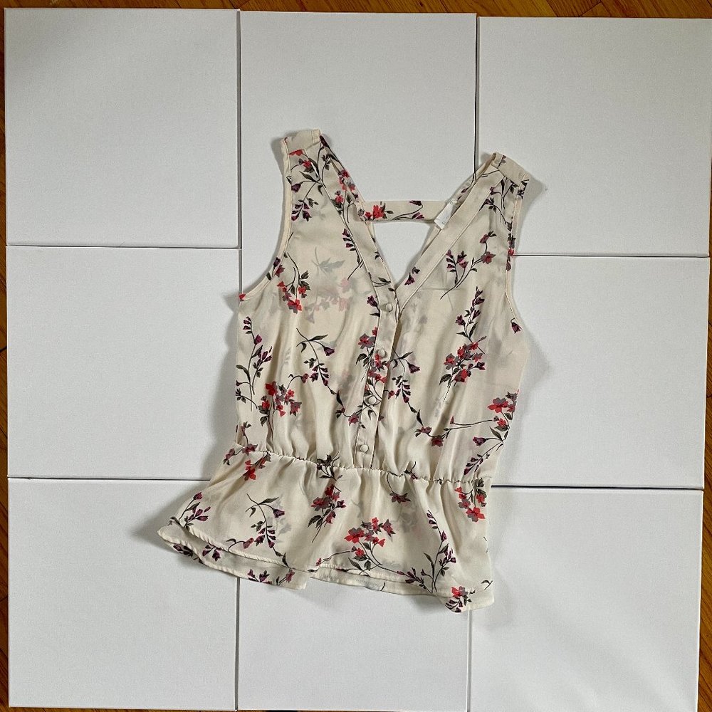Sienna Sky Peplum Tank Top (Cream Floral)